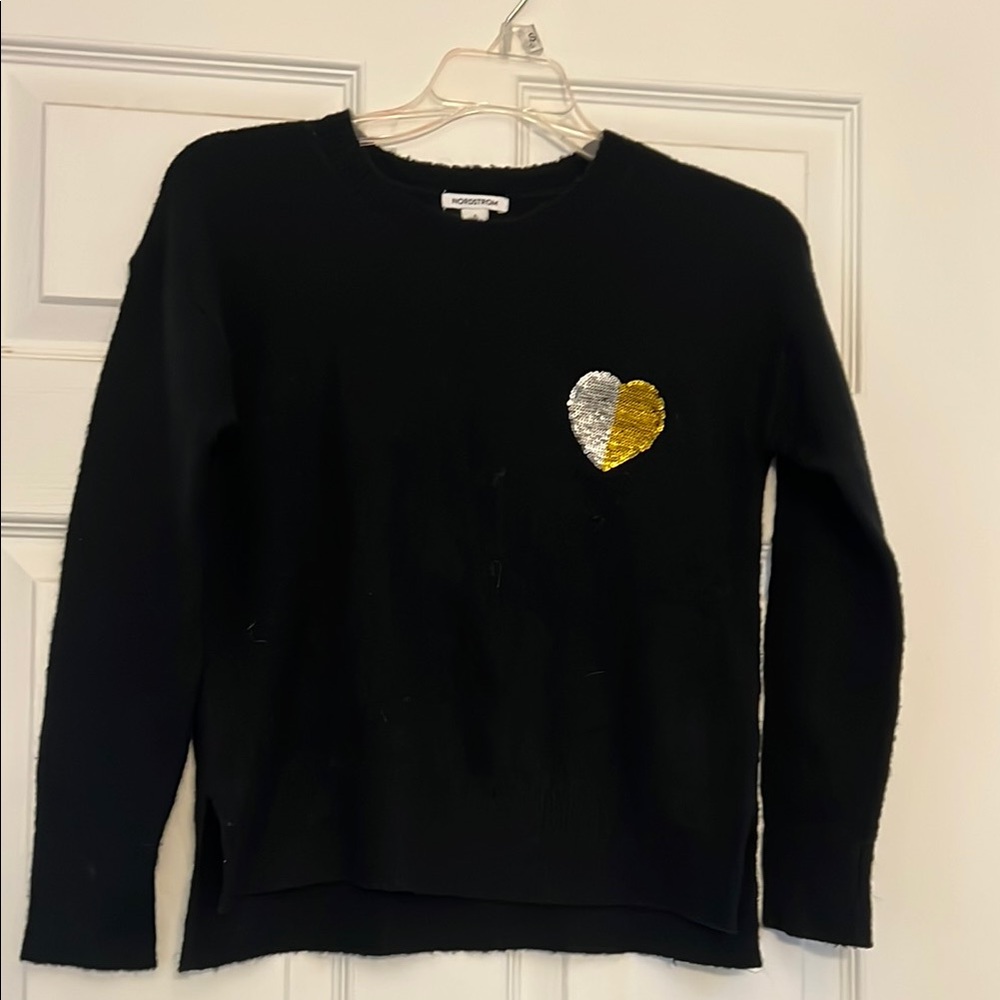Nordstrom Black Crew Neck Sweater Classic Knit